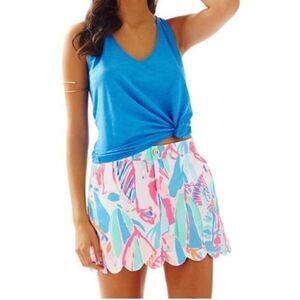 Lilly Pulitzer Colette Scalloped Skort Out to Sea Size 6 Zip Fly Womens